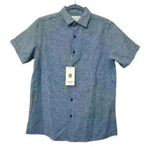 Hudson and Barrow Woven Blue Button Up Shirt, Size S